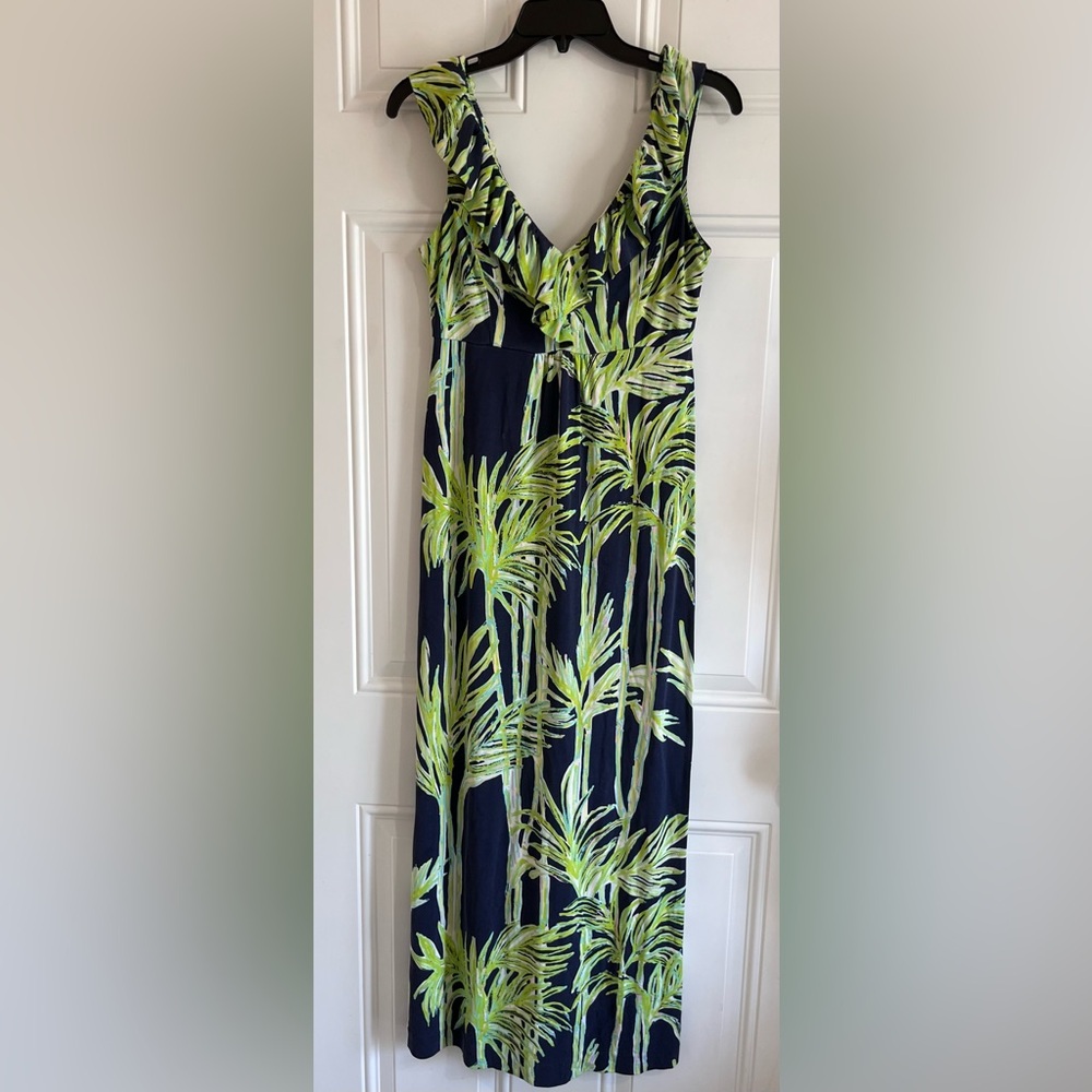 Lilly Pulitzer Navy and Green Palm Print Dress